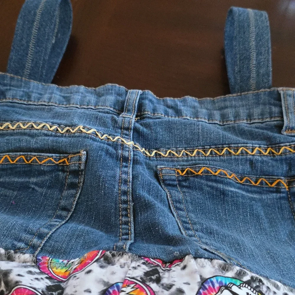 Upcycled Hand Craftef Greatful Dead Denim Blue Jeans Storage Basket Tote